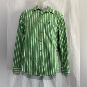 American Eagle Outfitters Green & White Striped Button Down Shirt Men’s L